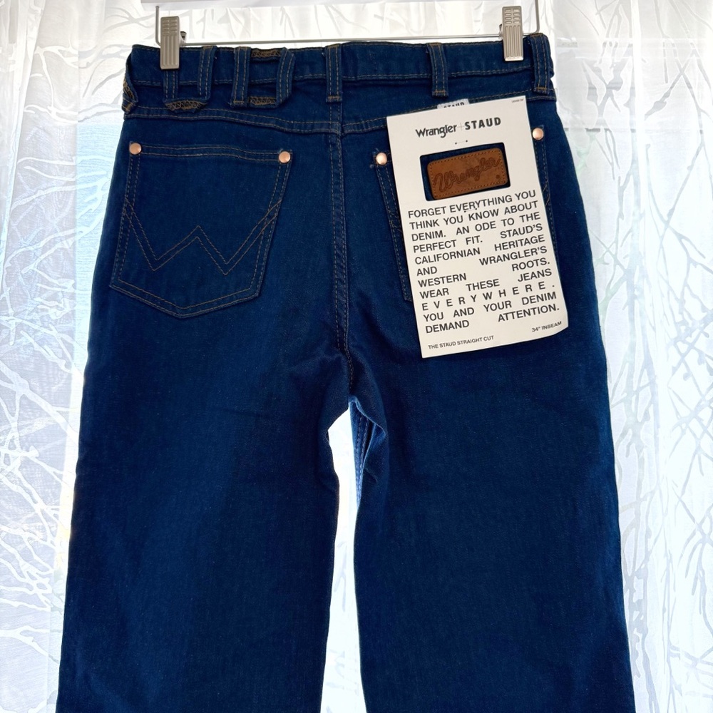 WRANGLER x STAUD DARK BLUE STRAIGHT LEG LONG JEANS - Picture 5 of 14